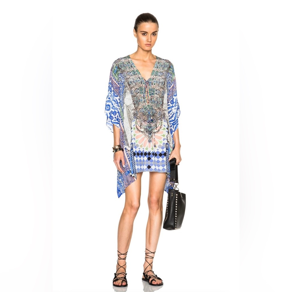 Camilla Mini Lace Up Caftan in Courtyard Of Maidens